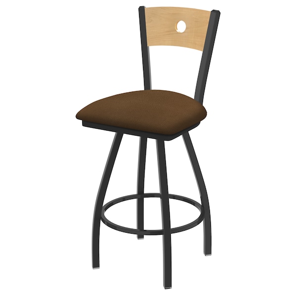 36" Swivel Counter Stool, Bronze Finish, Nat Back, Rein Thatch Seat